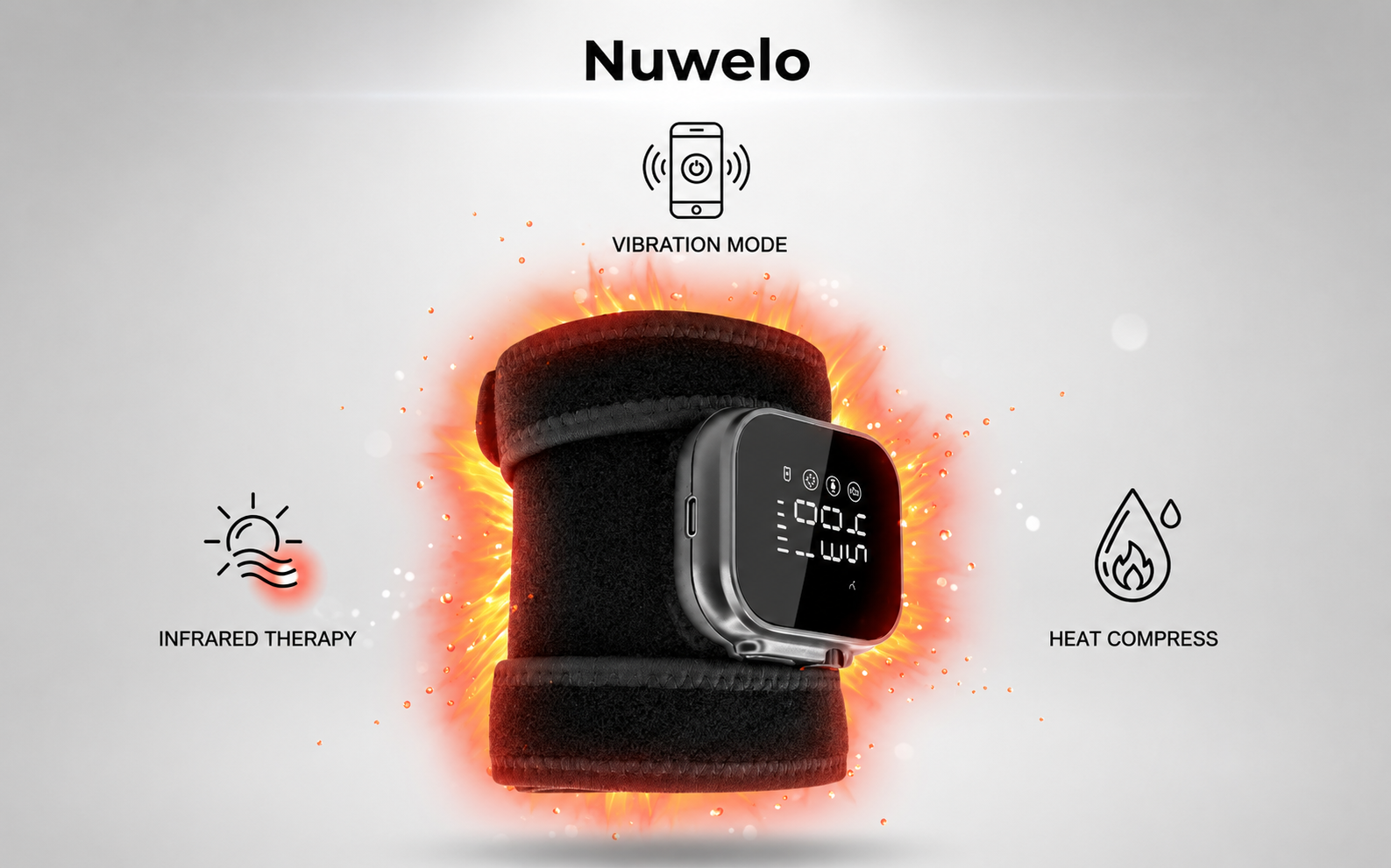 The Nuwelo InfraHeat patch with infrared, vibration and heat compress features